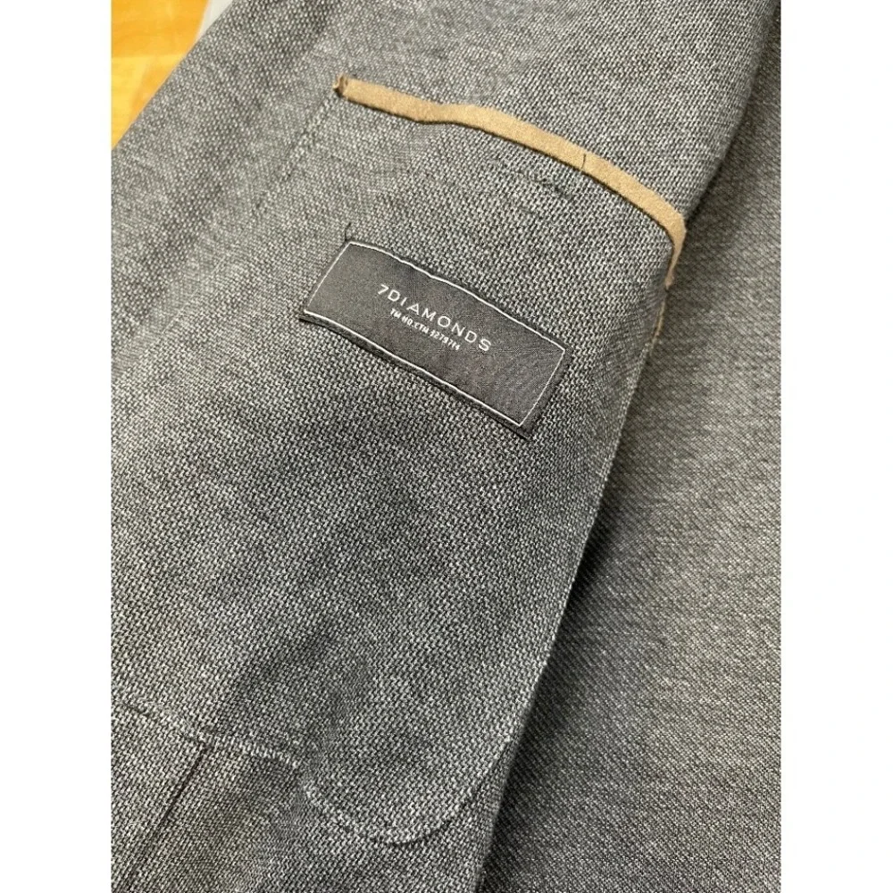 7DIAMONDS Mens Blazer M Crockett Gray Raw‎ Edge Unstructured Sport Coat Jacket